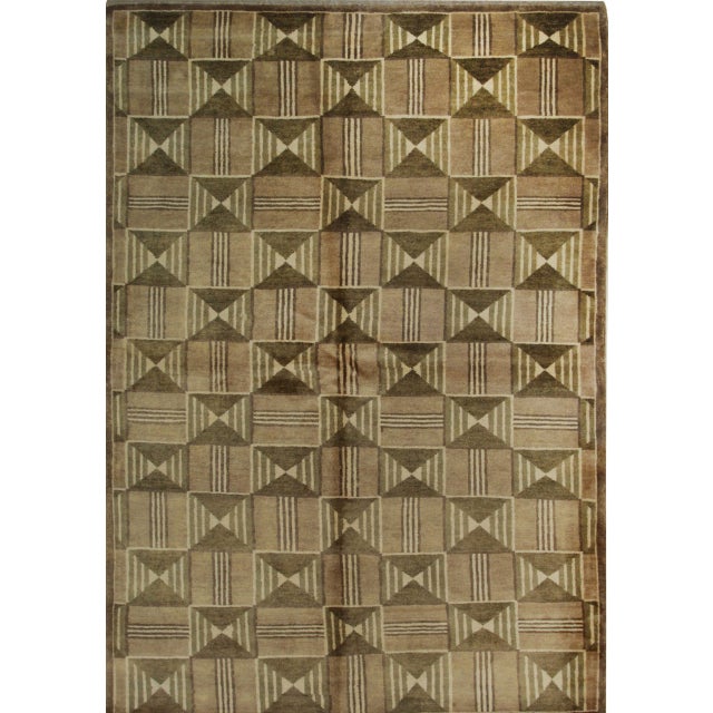 9x12 Sumptuous Giselle Brown Traditional Geometric Hand Knotted Wool Carpet Rug For Sale - Image 4 of 6