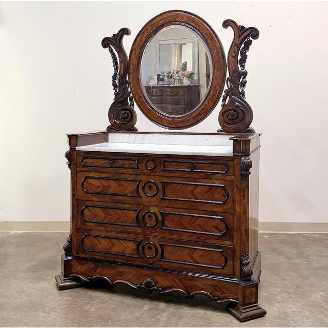 French Napoleon III Period Rosewood Commode ~ Vanity ~ Washstand For Sale - Image 4 of 18