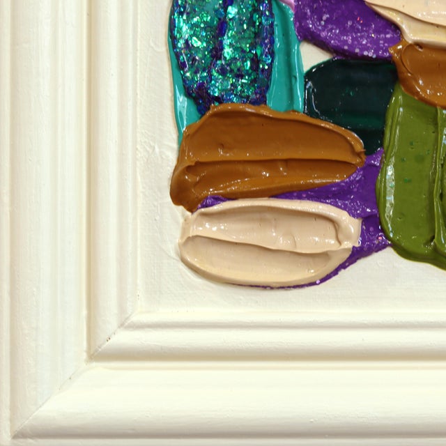 2020s Juicy Marks - Colorful Impasto Textural Thick Paint Framed Abstract Painting by Shiri Phillips For Sale - Image 5 of 9