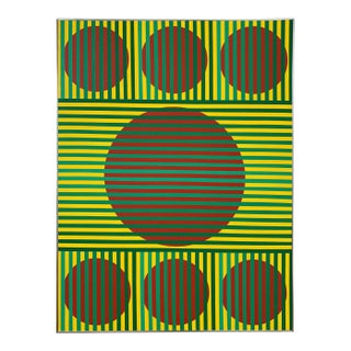 C. 1970s Op Art Painting Titled "Position of Depend" by Wilma Dick For Sale