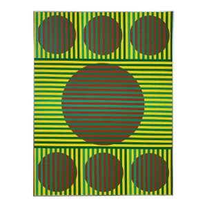 C. 1970s Op Art Painting Titled "Position of Depend" by Wilma Dick