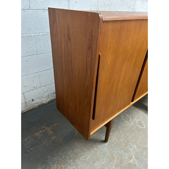 Wood Danish Teak Mid Century Modern Credenza High Sideboard Built in Bar 1960s For Sale - Image 7 of 11