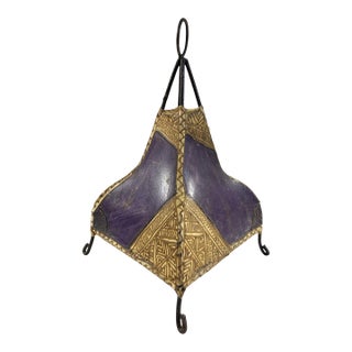 Moroccan Leather Henna Hide Light Fixture Shade Display Tabletop Decor 13" H For Sale