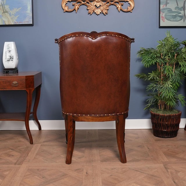 2020s Traditional Style Leather Arm Chair For Sale - Image 5 of 12