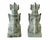 Asian Pair of Vintage Asian Foo Dog Guardian Lion Stone Temple Statues – Weathered Green Finish For Sale - Image 3 of 4