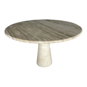Angelo Mangiarotti Attributed Travertine Dining Table