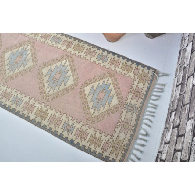 Turkish Light Pink Pastel Mid Century Decorative Corridor Runner Rug Chairish
