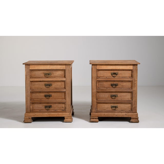 Pair of Oak Chests of Drawers with Brass Hardware, Antique, France, Early 20th Century For Sale - Image 14 of 16