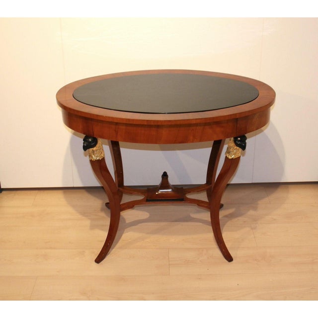Black Biedermeier Cherry Veneer Gold-Leaf Center Table, Austria, 1820s For Sale - Image 8 of 18
