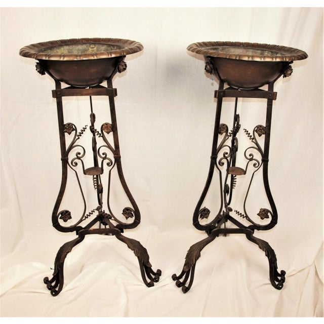 Antique Art Nouveau Iron Brass and Copper Planters - A Pair For Sale - Image 13 of 13