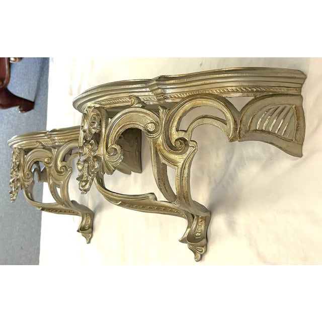 Vintage Hollywood Regency Style Wall Console Shelves- A Pair For Sale - Image 11 of 18
