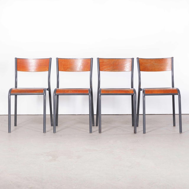 French Light Grey Dining Chairs from Mullca, 1950s, Set of 4 For Sale - Image 4 of 18