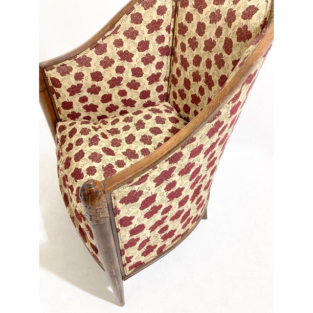 Art Deco Wood and Fabric Armchair For Sale - Image 4 of 14
