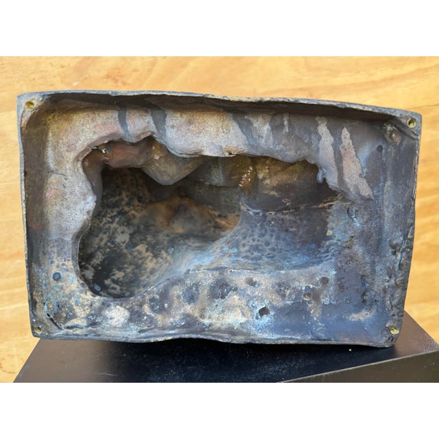 Metal Vintage Abstract Verdigris Bronze Guitar Player Musician Signed Modern Art Sculpture For Sale - Image 7 of 8