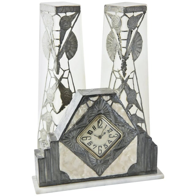 R. Ragu French Art Nouveau Clock and Vase Set - 3 Piece For Sale - Image 10 of 10