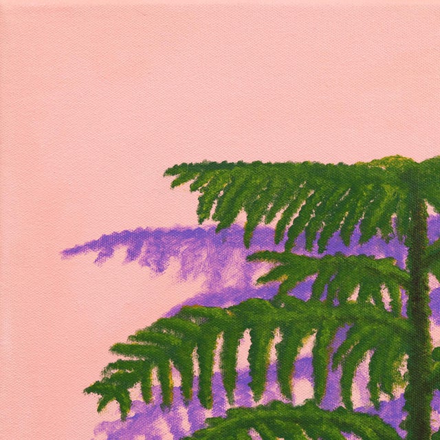 Textile Peek-a-Boo - Original Surrealist Acrylic Painting of White Cat and Houseplants by Amy Tai For Sale - Image 7 of 9