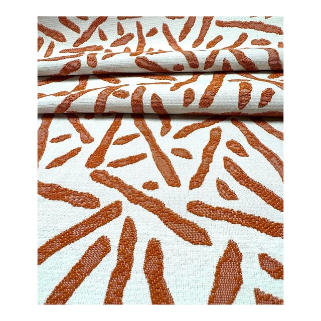 Maxwell Maxwell Open Concept Satsuma Performance Woven Water & Stain Resistant Orange Cream Upholstery Drapery Fabric For Sale