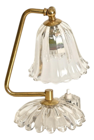 Bellflower Adjustabe Table Lamp in Murano Glass and Brass by Ercole Barovier, Italy, 1940s