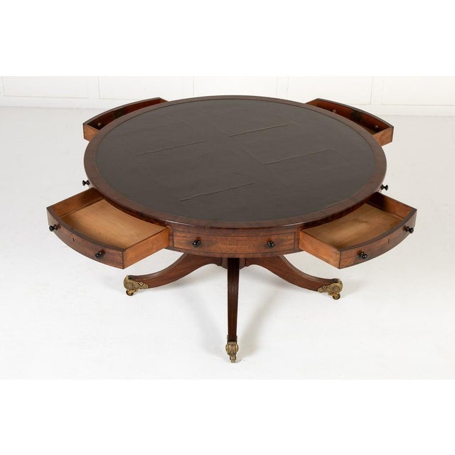 19th Century English Regency Mahogany Drum Table For Sale - Image 4 of 11