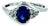 10k White Gold Oval Blue Cz Bypass Ring With Cz Accents, Size 6.5 For Sale