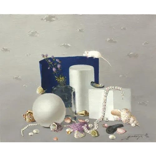 Still Life with a Mouse, Oil on Canvas, 21st Century For Sale - Image 4 of 4