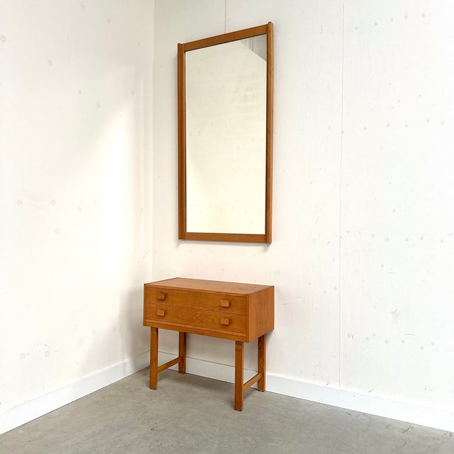 Wood Scandinavian Oak Chest of Drawers and Mirror, Sweden, 1960s, Set of 2 For Sale - Image 7 of 12