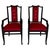 Italian Armchairs in Black Lacquered Wood and Red Velvet, 1980s, Set of 2 For Sale - Image 9 of 9