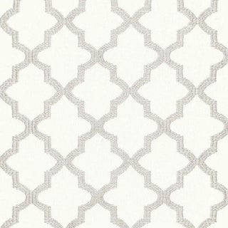 Sample - Schumacher Tangier Embroidery Fabric in Silver For Sale