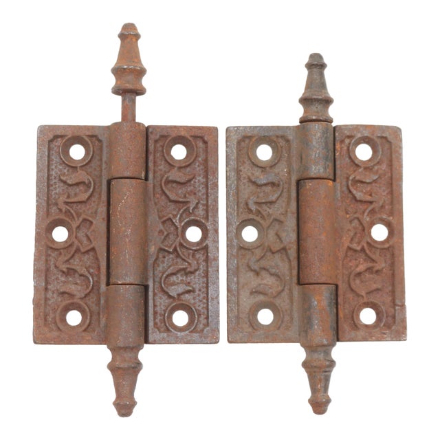 Pair of Antique 2.5 X 3 In. Victorian Cast Iron Door Hinges For Sale