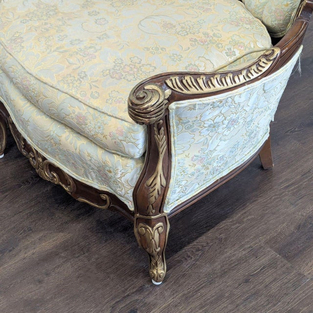Wood Hausske-Harlen 1981 Rococo Revival Carved Wood & Gilt Triple-Back Loveseat For Sale - Image 7 of 8