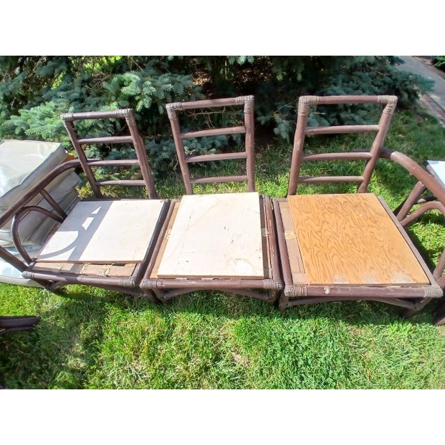 Vintage 1970s 4 Pc Bamboo Patio Set For Sale - Image 4 of 8