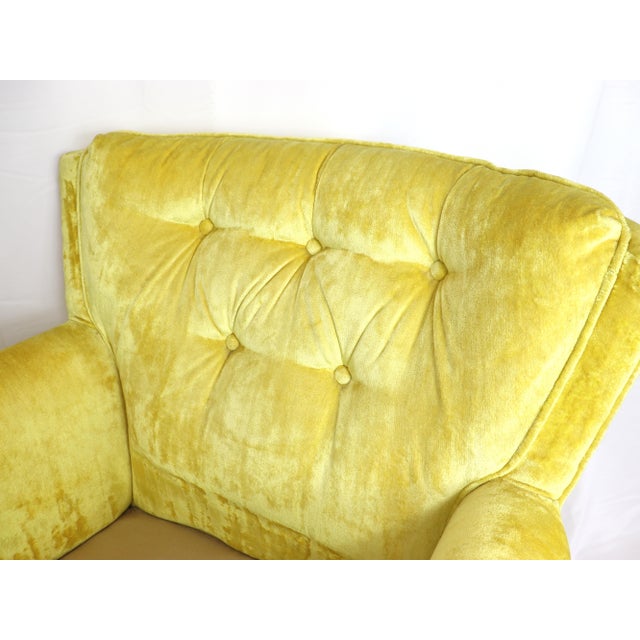 Vintage Sunshine Daffodil Yellow Velvet Lounge Chairs - A Pair For Sale - Image 10 of 13