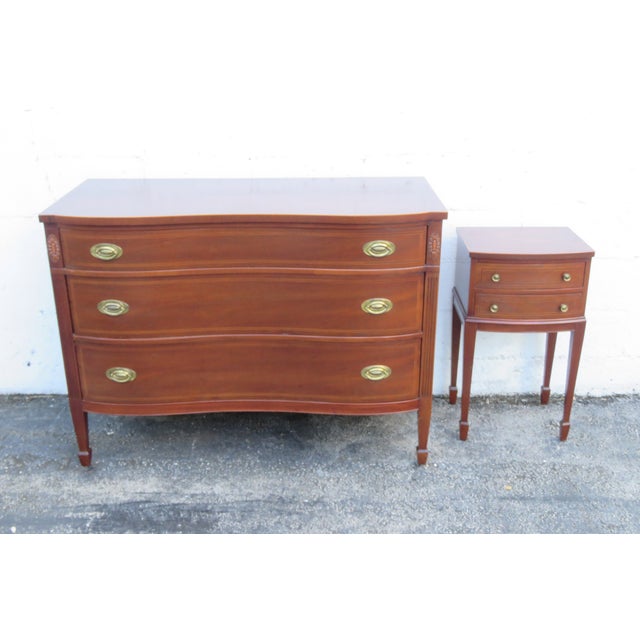 Tall Bow Front Mahogany Nightstand Side End Table 6163 For Sale - Image 15 of 15