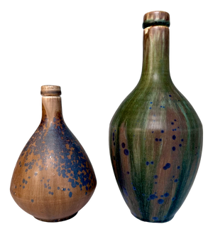 Studio Ceramic Art Glazed Stoneware Bottle Vases by Rolf Weber, Germany, 1960s, Set of 2