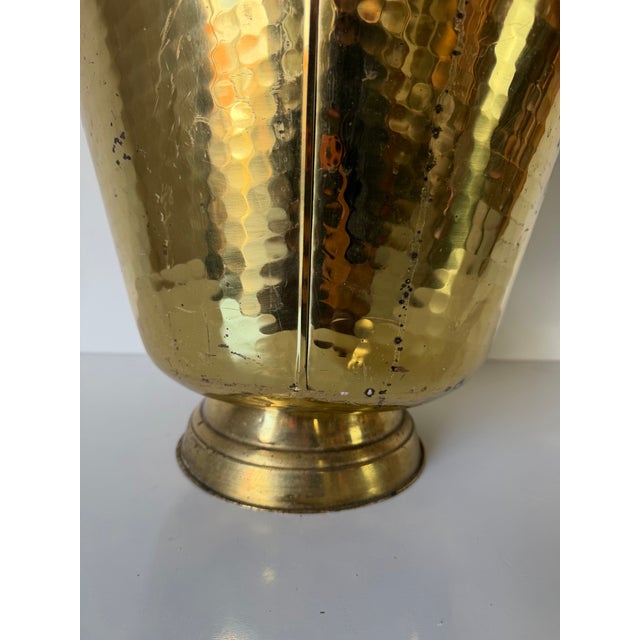 Brass Vintage Hammered Brass Coal Scuttle Fireplace Bucket For Sale - Image 8 of 13