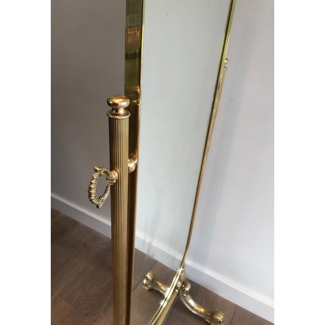Metal Neoclassical brass Psyche mirror in the style of Maison Jansen For Sale - Image 7 of 12