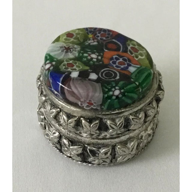19th Century Victorian Repousse Sterling and Millefiori Pill Box For Sale - Image 5 of 5