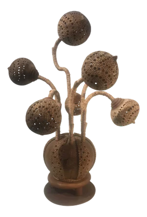 1960’s Biomorphic Wood Handcrafted Table Lamp