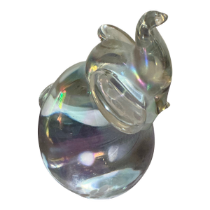 Vintage Iridescent Glass Elephant Figurine