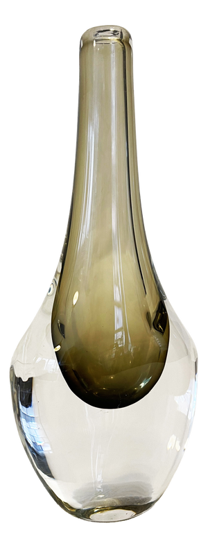Vintage Smoked Glass Vase by Nils Landberg for Orrefors Glassworks, Sweden, 1950s