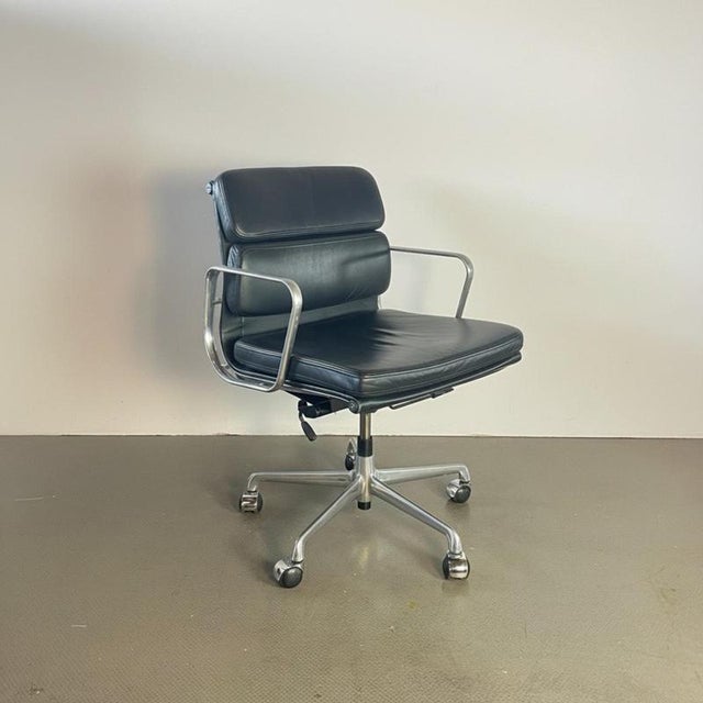 Animal Skin Black Leather Soft Pad Chair by Eames, 1960s For Sale - Image 7 of 7
