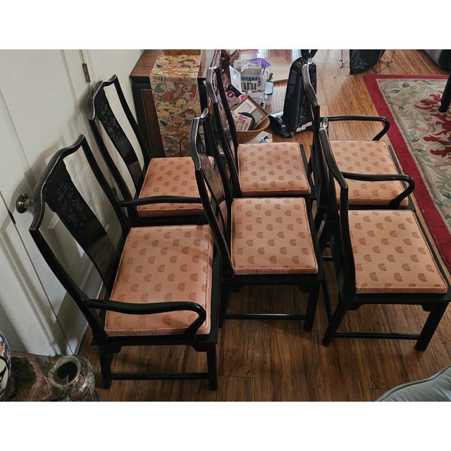 Vintage Set of 6 Chinoiserie Style Dining Chairs from the Iconic Chin Hua Collection Designed by Raymond Sobota for...