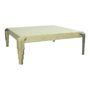 Tavola by Oggetti Tessellated Stone Chrome Square Coffee Table Art Deco Form