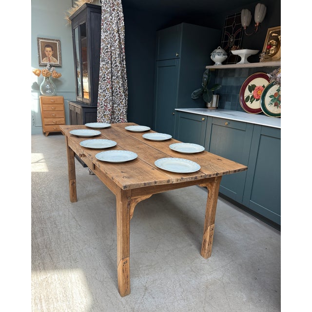Brutalist Antique Oak Farmhouse Table, 1890s For Sale - Image 3 of 15