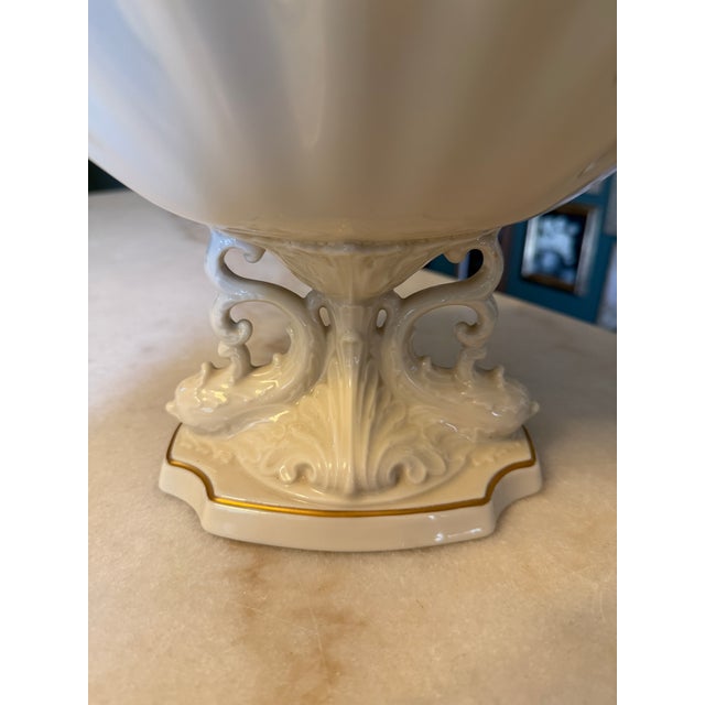 Gold Vintage Lenox Aquarius Dolphin Pedestal Centerpiece Bowl With 24k Gold Trim For Sale - Image 8 of 11