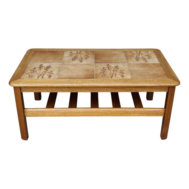Vintage Teak and Ceramic Coffee Table, 1960 For Sale