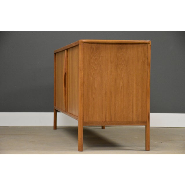Mid-Century Modern 1960s Danish Modern Teak 66” Takbour Door Credenza For Sale - Image 3 of 10
