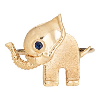 Vintage 14k Yellow Gold Elephant Conversion Ring Size 5.75 For Sale