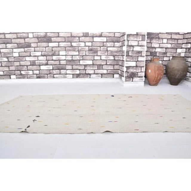 Rococo Turkish Neutral Organic Original Hemp Kilim For Sale - Image 3 of 9