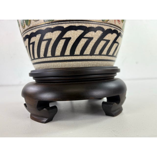 Antique White Frederick Cooper Hand Painted Chinese Pottery Table Lamp For Sale - Image 8 of 12